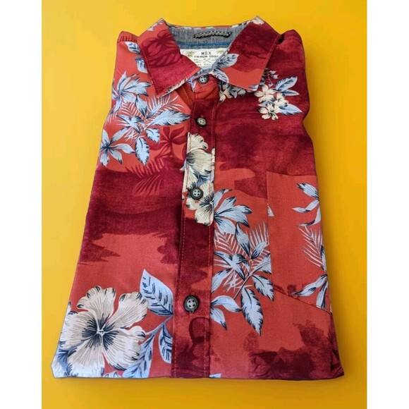 MBX Premium Goods Hawaiian Paradise Shirt Red Tropical Flowers Men's Size Large - Picture 7 of 7